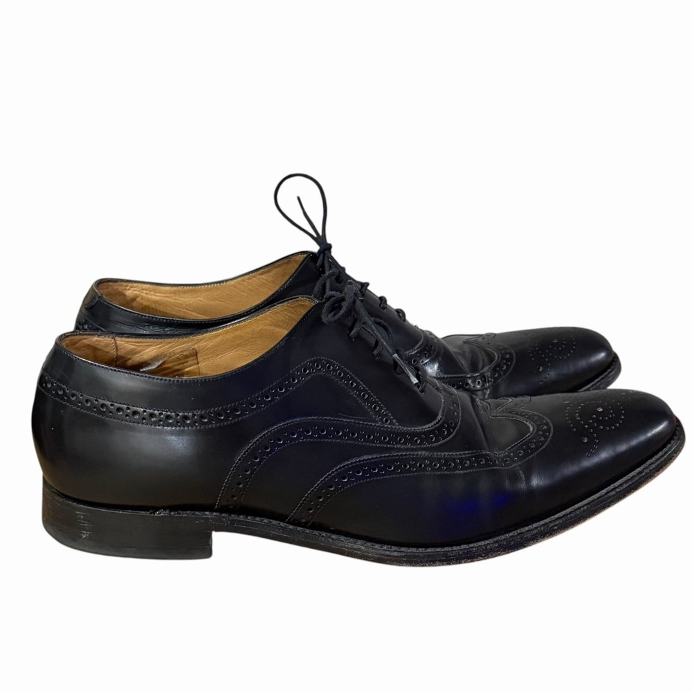 Loake Matrix Wingtip Brogue Oxford Shoes Men's Size 11 Black Leather‎ England